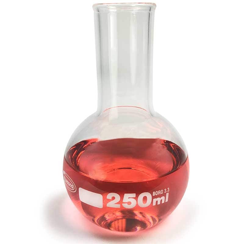 Corning Pyrex Borosilicate Glass Flat Bottom Boiling Flask, 250mL Capacity