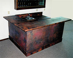 Patina metal on wetbar
