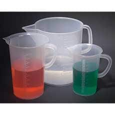 Tall Form Plastic Graduated Beaker with Handle, 2000mL, Pk/6