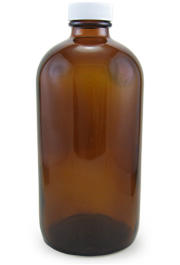 Amber Glass Narrow Mouth Bottle, 16oz.