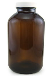 Amber Glass Wide Mouth Bottle, 32oz.