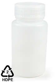 HDPE Polyethylene Wide-Mouth Sample Bottle, 125mL (4oz)