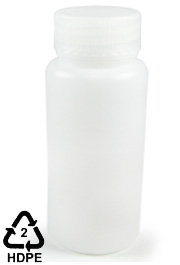 HDPE Polyethylene Wide-Mouth Sample Bottle, 250mL (8oz)