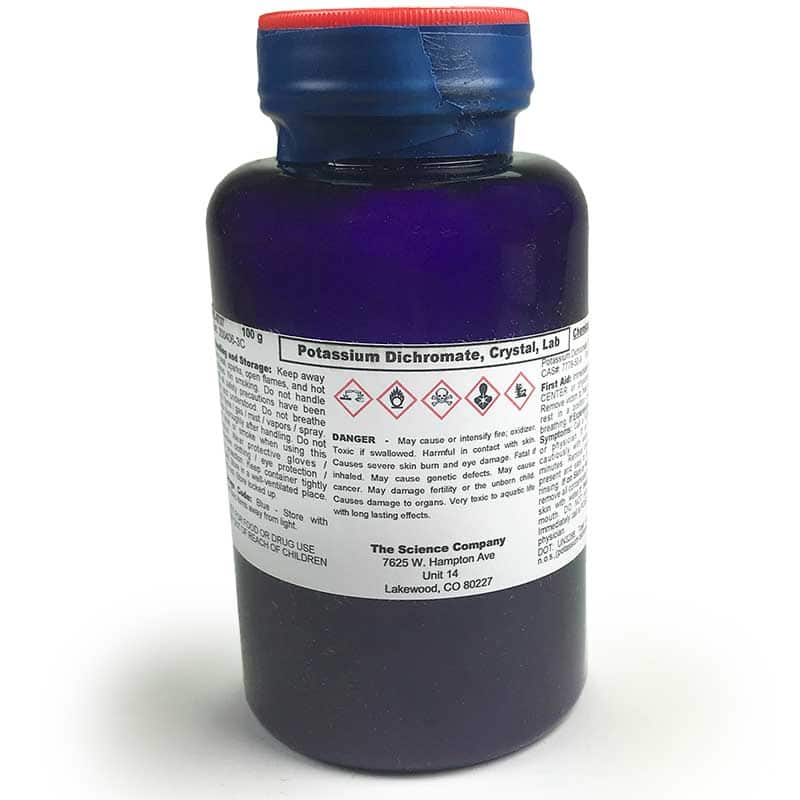 Lab Grade Potassium Dichromate, 100gm for sale. Buy from The Science Company.