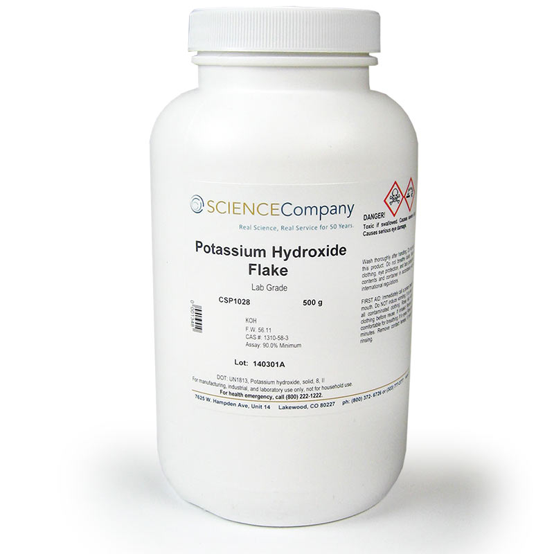 Lab Grade Flake Potassium Hydroxide, 500g for sale. Buy from The