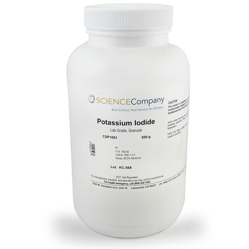 Lab Grade Potassium Iodide, 500g for sale. Buy from The Science Company.