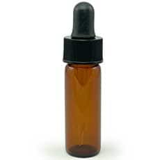 Amber colored glass dropper vial, 1/8 oz.