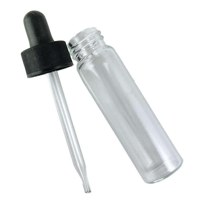 Clear glass dropper vial, 1/4 oz.