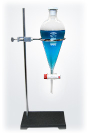 Borosilicate Separatory Funnel With Ring Stand, 500mL