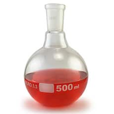 Single Neck Flat Bottom Round Boiling Flask, 24/40 Joint, 500mL