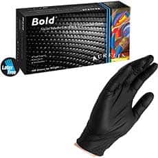 Powder-Free Black Nitrile Gloves, Large, Box/100