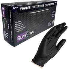 Powder-Free Black Nitrile Gloves, X-Large, Box/100