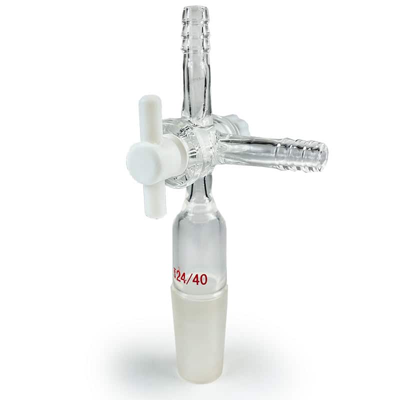 Straight Glass Vacuum Adapter With Hose Connection, 24/40, PTFE Stopcock