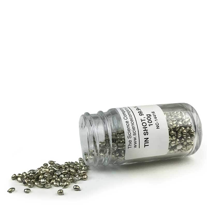 Tin Shot, 99.9 Pure, 100g for sale. Buy from The Science Company.