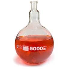 Single Neck Flat Bottom Round Boiling Flask, 24/40 Joint, 5000mL