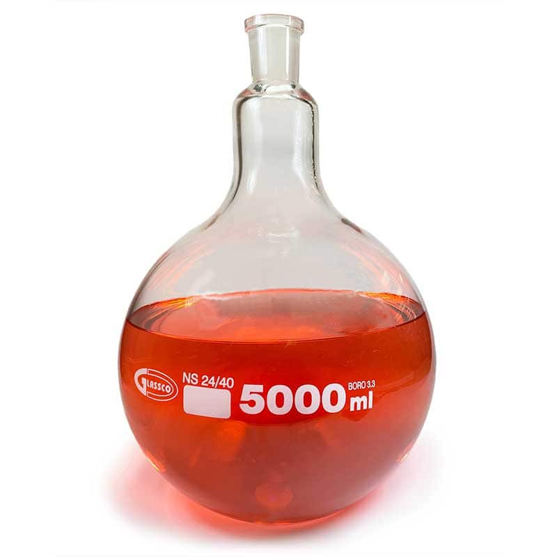 Single Neck Flat Bottom Round Boiling Flask, 24/40 Joint, 5000mL