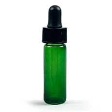 Green colored glass dropper vial, 1/8 oz.