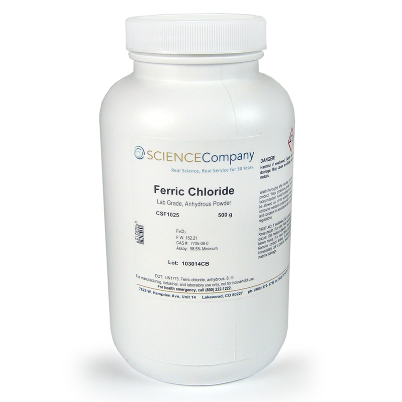 Anhydrous Lab Grade Ferric Chloride, 500g for sale. Buy from The