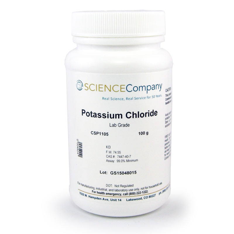 Lab Grade Potassium Chloride, 100g for sale. Buy from The Science Company.