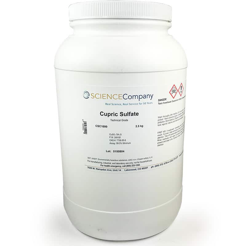 Technical Grade Cupric Sulfate Pentahydrate AKA Copper Sulfate, Crystal, 5lb for sale. Buy from The